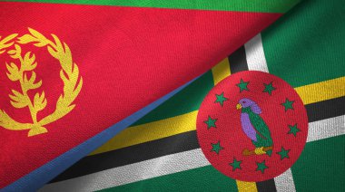 Eritre ve Dominika iki bayrak tekstil kumaş, kumaş doku