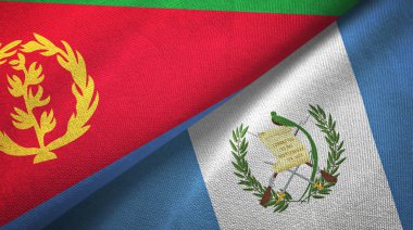 Eritre ve Guatemala iki bayraklar tekstil kumaş, kumaş doku