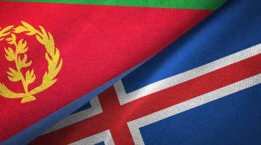 Eritre ve İzlanda iki bayraktekstil kumaş, kumaş doku