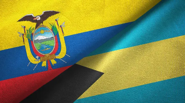 Ekvador ve Bahamalar iki bayraklar tekstil kumaş, kumaş doku 