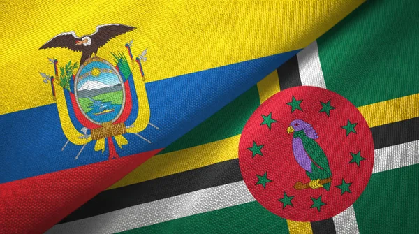 Ecuador and Dominica two flags textile cloth, fabric texture — Stock Photo, Image