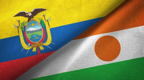 Ισημερινός και Νίγηρας δύο σημαίες ύφασμα υφασμάτων, υφή υφάσματος — Φωτογραφία Αρχείου