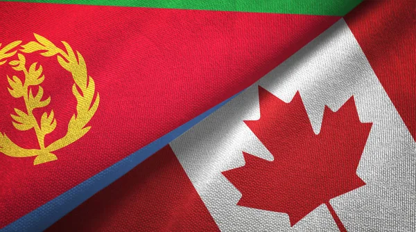 Eritrea and Canada two flags textile cloth, fabric texture