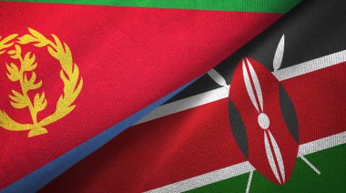 Eritre ve Kenya iki bayrak tekstil kumaş, kumaş doku