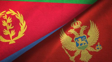 Eritre ve Karadağ iki bayrak lı tekstil kumaş, kumaş dokusu
