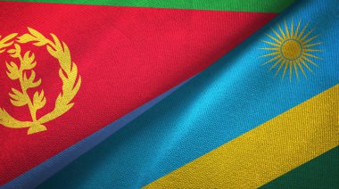 Eritre ve Ruanda iki bayrak tekstil kumaş, kumaş doku