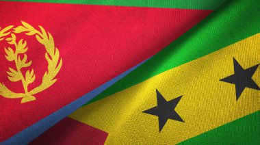 Eritre ve Sao Tome ve Principe iki bayrak tekstil kumaş, kumaş doku