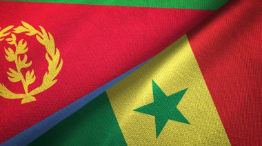 Eritre ve Senegal iki bayraklar tekstil kumaş, kumaş doku