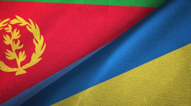 Eritre ve Ukrayna iki bayraklar tekstil kumaş, kumaş doku