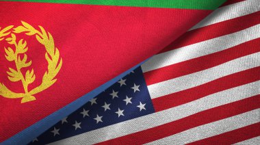 Eritre ve Amerika Birleşik Devletleri iki bayraklar tekstil kumaş, kumaş doku