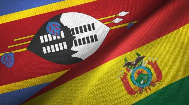 Eswatini Svaziland ve Bolivya iki bayraklar tekstil kumaş, kumaş doku 