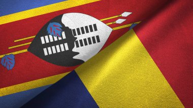 Eswatini Svaziland ve Çad iki bayrak tekstil kumaş, kumaş doku 