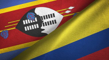 Eswatini Svaziland ve Kolombiya iki bayraklar tekstil kumaş, kumaş doku
