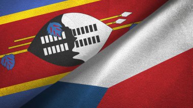 Eswatini Svaziland ve Çek Cumhuriyeti iki bayraklar tekstil kumaş, kumaş doku
