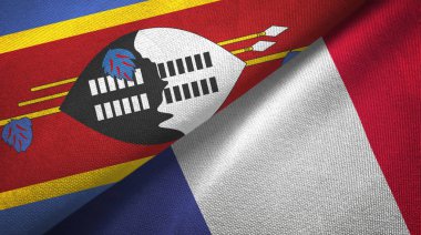 Eswatini Svaziland ve Fransa iki bayraklar tekstil kumaş, kumaş doku