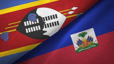 Eswatini Svaziland ve Haiti iki bayraklar tekstil kumaş, kumaş doku