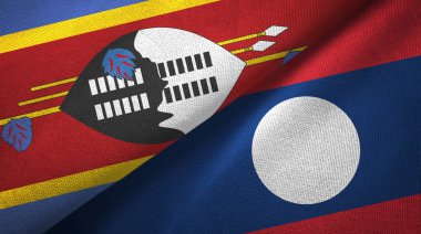 Eswatini Svaziland ve Laos iki bayraktekstil bezi.