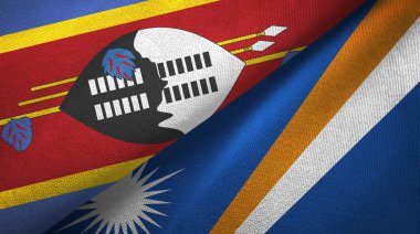 Eswatini Svaziland ve Marshall Adaları iki bayraklar tekstil kumaş, kumaş doku