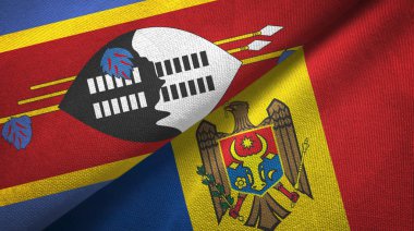 Eswatini Svaziland ve Moldova iki bayraklar tekstil kumaş, kumaş doku