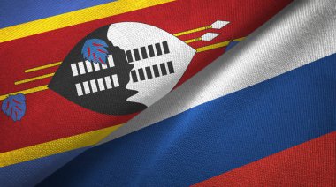 Eswatini Svaziland ve Rusya iki bayraklar tekstil kumaş, kumaş doku