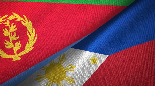 Eritrea and Philippines two flags textile cloth, fabric texture