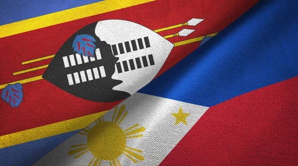 Eswatini Swaziland and Philippines two flags textile cloth, fabric texture — Stock Photo, Image