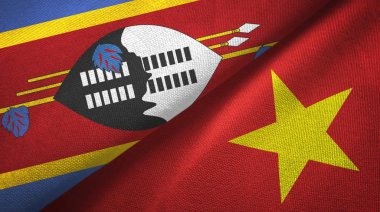 Eswatini Svaziland ve Vietnam iki bayraklar tekstil kumaş, kumaş doku