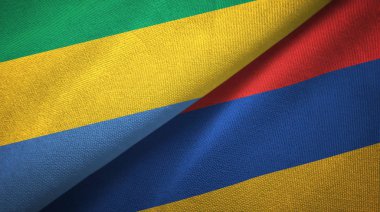 Gabon ve Ermenistan iki bayrak tekstil kumaş, kumaş doku 