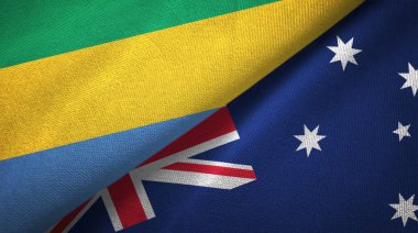 Gabon ve Avustralya iki bayraklar tekstil kumaş, kumaş doku 
