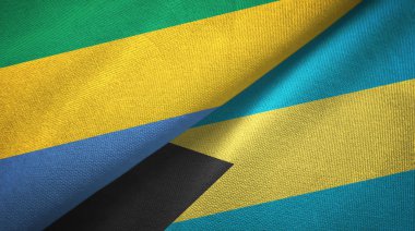 Gabon ve Bahamalar iki bayrak tekstil kumaş, kumaş doku 