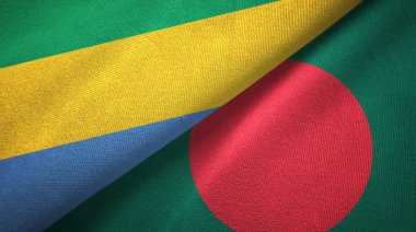 Gabon ve Bangladeş iki bayraklar tekstil kumaş, kumaş doku 