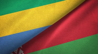 Gabon ve Beyaz Rusya iki bayraklar tekstil kumaş, kumaş doku 