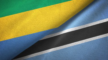 Gabon ve Botsvana iki bayraktekstil kumaş, kumaş doku 