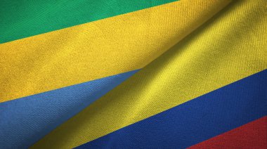 Gabon ve Kolombiya iki bayraklar tekstil kumaş, kumaş doku