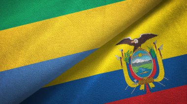 Gabon ve Ekvador iki bayraklar tekstil kumaş, kumaş doku