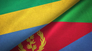Gabon ve Eritre iki bayrak tekstil kumaş, kumaş doku