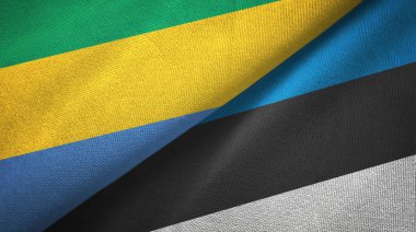 Gabon ve Estonya iki bayraklar tekstil kumaş, kumaş doku