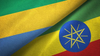 Gabon ve Etiyopya iki bayraklar tekstil kumaş, kumaş doku