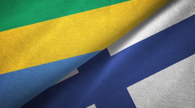 Gabon ve Finlandiya iki bayraklar tekstil kumaş, kumaş doku