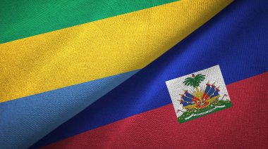 Gabon ve Haiti iki bayraklar tekstil kumaş, kumaş doku