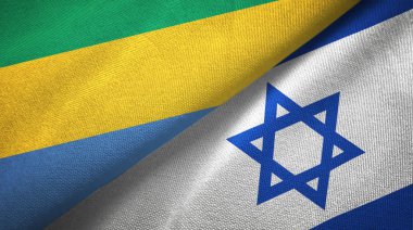 Gabon ve İsrail iki bayrak tekstil kumaş, kumaş doku