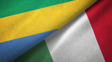 Gabon ve İtalya iki bayraklar tekstil kumaş, kumaş doku