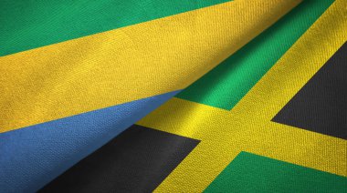 Gabon ve Jamaika iki bayraklar tekstil kumaş, kumaş doku