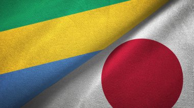 Gabon ve Japonya iki bayraklar tekstil kumaş, kumaş doku