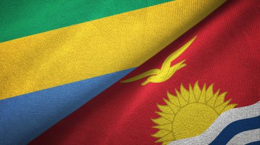 Gabon ve Kiribati iki bayraklar tekstil kumaş, kumaş doku