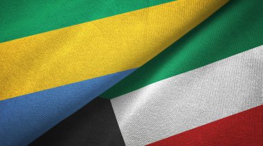 Gabon ve Kuveyt iki bayraklar tekstil kumaş, kumaş doku