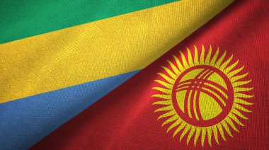 Gabon ve Kırgızistan iki bayrak tekstil kumaş, kumaş doku