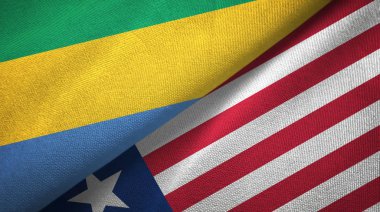 Gabon ve Liberya iki bayraklar tekstil kumaş, kumaş doku