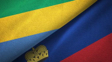 Gabon ve Liechtenstein iki bayraklar tekstil kumaş, kumaş doku