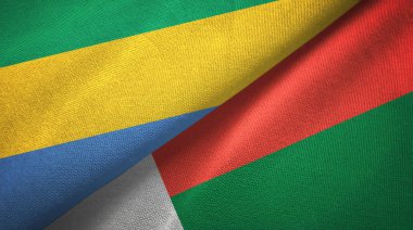 Gabon ve Madagaskar iki bayraklar tekstil kumaş, kumaş doku